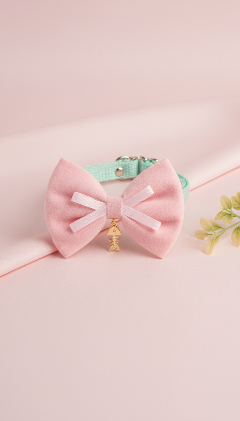 Mint Bow Cat Collar