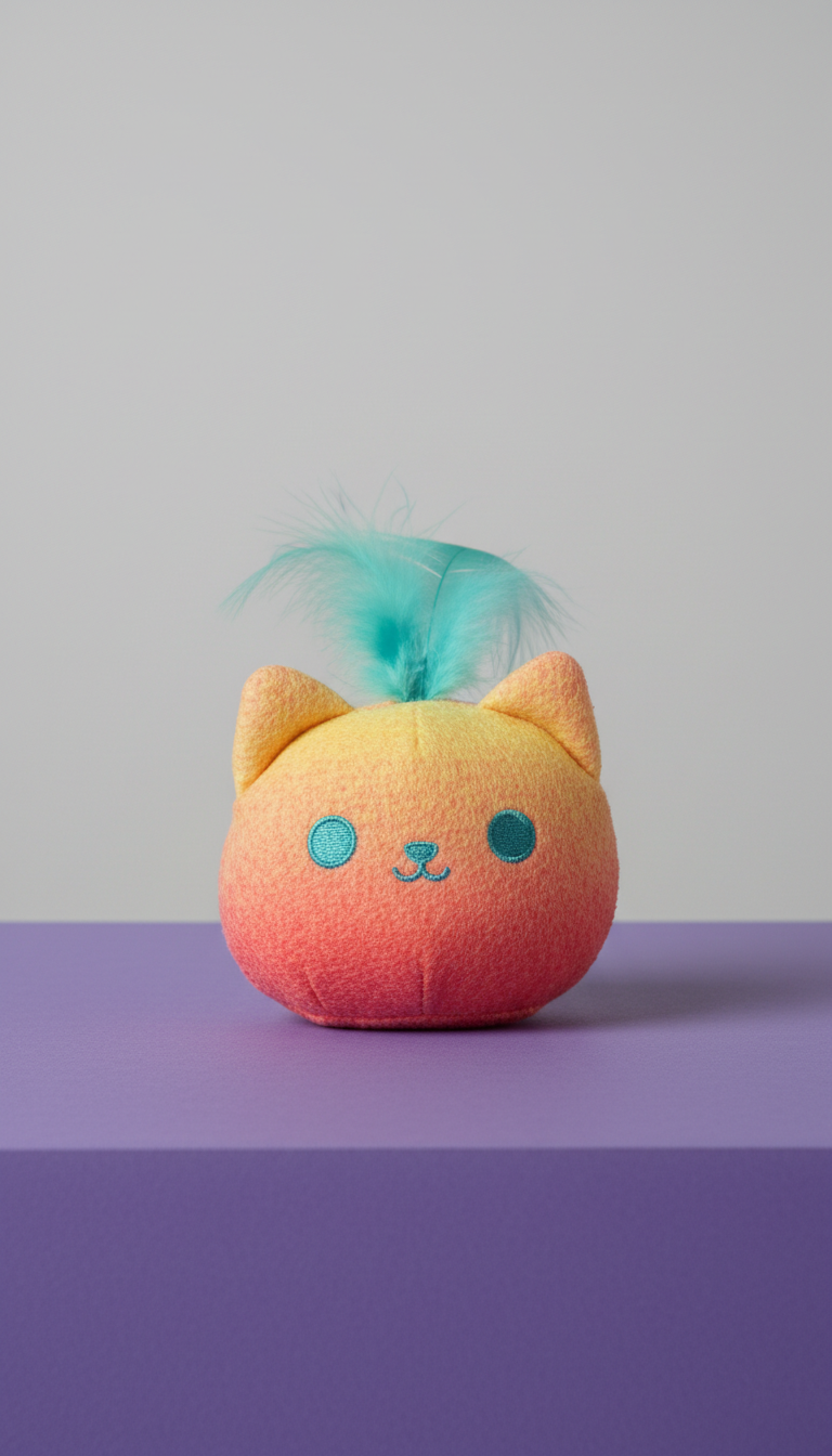 Jouet chat en peluche avec plume