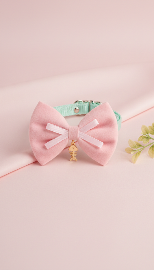 Mint Bow Cat Collar